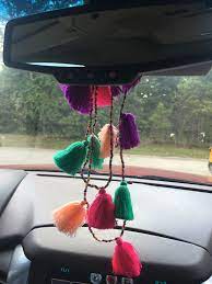 Car Charm Jewelry Tassel Necklace Car Freshie Acessory Rear Etsy Car Charms Rear View Mirror Decor Cute Car Accessories