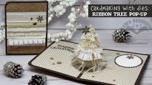Ribbon cards star buttons ribbons 4th of july stamps card making create holiday decor summer. Cardmaking With Dies Ribbon Tree Pop Up Card Youtube