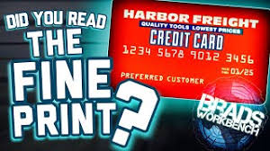 The perfect gift is the one you choose yourself! Harbor Freight Credit Card Fine Print Scam Youtube