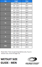 osprey wetsuit size chart thewaveshack com