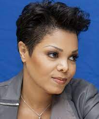Janet Jackson Short Straight Casual Pixie Hairstyle Black Hair Color Side View Short Hair Styles Short Punk Hair Short Sassy Hair