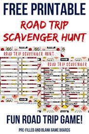 A road trip challenge game. Free Printable Road Trip Scavenger Hunt Game