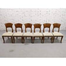 Set Of 6 French Oak Early 20th Century Reupholstered White Art Deco Dining Chairs Chairish Dining Chairs Art Deco Dining Chair Oak Dining Chairs