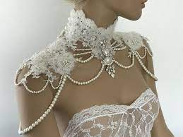 Lace Shoulder Necklace Pearl Shoulder Wedding Dress Etsy Shoulder Necklace Lace Shoulder Shoulder Jewelry