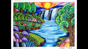 You can also upload and share your favorite pemandangan wallpapers. Cara Mudah Menggambar Pemandangan Air Terjun Cara Gradasi Warna Ep 202 Youtube