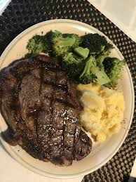 Homemade Ribeye Steak Grilled To Medium Rare Steamed Broccoli And Mashed Potatoes Not Shown Sauteed Onions And Mushroo Ribeye Steak How To Grill Steak Food