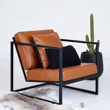 Modern Designer Stanley Armchair Black Metal Frame Leather Seating Muebles De Cuero Diseno De Muebles Muebles