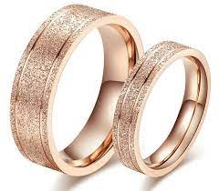 Couple Rings New Dull Polish Couple Rings Rose Gold Titanium Engagement Ring Wedding Ring Bands Moissanite Engagement Ring White Gold Titanium Engagement Rings
