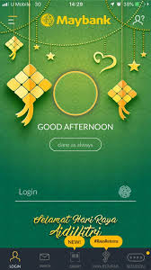 Ayam masak madu, ayam masak merah, rendang daging, kurma daging, and ketupat. Eduit Raya Digital Banking Maybank Malaysia