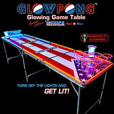 Glowpong Glowing Beer Pong Table Merica Glowpong Glowing Beer Pong Table Merica Beer Pong Tables Beer Pong Glow