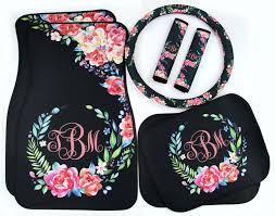 Classy Black Floral Car Accessories Mix Match Car Floor Mats Etsy New Car Accessories Preppy Car Accessories Car Accessories For Women