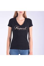 Ce débardeur kaporal se démarque par sa jolie découpe au dos et ses nombreux détails de style : T Shirt Kaporal Manches Courtes Femme Tine Black