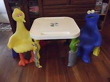 Big Bird Sesame Street Table And Chairs Extremely Rare Sesame Street Activity Table 2 Chair Set Big Bird Sesame Street Kids Room Childhood Toys