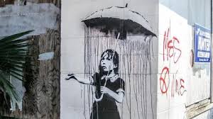 Whether plastering cities with his trademark parachuting rat, painting imagined openings in the west bank barrier in israel, or stenciling we're bored of fish above a penguins' zoo enclosure, banksy creates street art with an irreverent wit and an international reputation that precedes his anonymous identity. Must See Banksy Street Art Around The World Far Wide