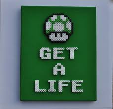 8 bit mario mushroom pixel art. 1up Mushroom Super Mario Bros 8 Bit Perler Sprite On Canvas Perler Bead Mario Perler Bead Art Perler Bead Patterns