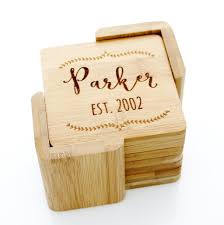 Custom Wooden Coasters Set Custom Personalized Date Drink Coasters Wooden Coasters Personalised Wooden Gifts Personalized Coasters
