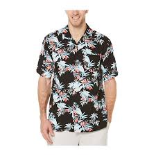Cubavera Mens Retro Tropical Button Up Shirt Jetblack L