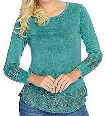 Details About New Indigo Thread Co Mineral Wash Knit Lace Trimmed Round Neck Top Sz Xs