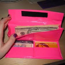 Duct tape artists are known for their adherence to straight lines due to the difficulty of making more elaborate shapes in the medium. Girly Duct Tape Wallet Clutch Duct Tape Crafts Duct Tape Wallet Tape Crafts