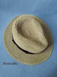 Raffia Straw Sun Hat Fedora For Men Straw Color Homburg Hat Etsy Crochet Hat With Brim Crochet Summer Hats Sun Hats