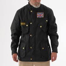 barbour international union jack wax jacket black