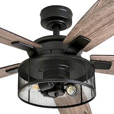 Honeywell Ceiling Fans 50614 01 Carnegie Led Ceiling Fan 52 Indoor Rustic Barnwood Blades Industrial Cage Light Matte Black Farmhouse Goals