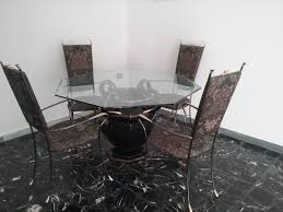 Giantex modern 5 piece dining table set with 4 chairs metal frame wood like kitchen furniture rectangular table & chair sets for dining room (shallow walnut) 4.1 out of 5 stars. Ceramic Glass Metal Dining Table Chairs Set 1980s Set Of 5 Bei Pamono Kaufen