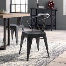 Montville Metal Arm Chair In Gunmetal Gray Metal Dining Chairs Dining Chairs Solid Wood Dining Chairs