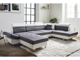 Le choix de styles, de couleurs et. Lisbona Canape D Angle Panoramique 7 Places Avec Tetieres Reglables Droit Couleur Blanc Gris Vente De Lisa Design Conforama