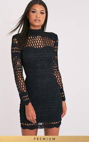 Lexi Black Crochet Lace Long Sleeve Bodycon Dress Lace Bodycon Dress Long Sleeve Long Sleeve Bodycon Dress Long Sleeve Crochet Dress
