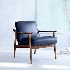 Mid Century Leather Show Wood Chair West Elm Wood Chair Blue Leather Chair Leather Wood Chair
