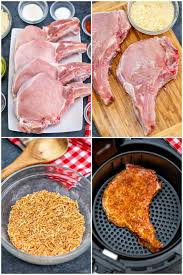 Place pork chops in the basket of the air fryer and cook at 400° for 12 minutes, flip pork chops after 6 minutes. Air Fryer Pork Chops Easy Bone In Air Fried Pork Chops Sweet And Savory Meals
