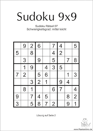 Geben sie in die leeren felder die ziffern 1 bis 9 ein. Sudoku Vorlage Mit Losung Mittel Leicht