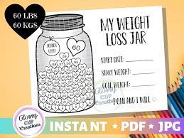 My Weight Loss Jar 60lbs Printable Pdf Jpg Pounds Lost Jar Etsy