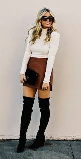 Karina Grimaldi Jacob Leather Skirt Classy Skirt Outfits Skirts With Boots High Knee Boots Outfit