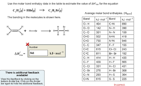 Solved Use The Molar Bond Enthalpy Data In The Table To E
