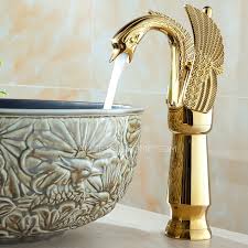 luxury gold swan design vessel bathroom