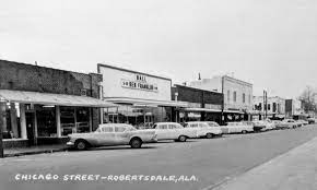 Robertsdale Al - Late 1950s Main Street America Street View Bw Photo