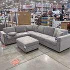 Grey Fabric Sectional with Storage Ottoman Thomasville Living Room | Price  Dropper