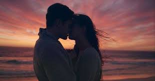 Image result for images lovers kiss sunset silhouette