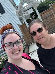 Bunty at her chip shop with ?