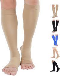 Amazon Com Tofly Knee High Compression Stockings Open Toe Firm Support 15 20mmhg Opaque Maternity Pregnancy Compression Socks Ankle Arch Support Swelling Varicose Veins Edema Beige Xl Health Personal Care