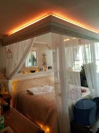 Functionally, the canopy and curtains keep the bed warmer, and screen it from light and sight. 22 Diy Canopy Bed With Color Changing Led Lights Ideas Diy Canopy Color Changing Led Canopy Bed Diy