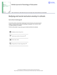 Pdf Bullying And Social Exclusion Anxiety In Schools