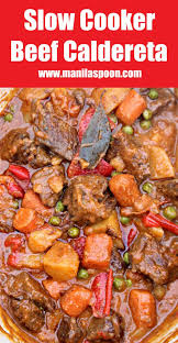 This Asian Beef Stew Beef Caldereta Is Robust In Flavor And So Delicious Cooking In The Slow Cooker Makes It V Asian Beef Stew Slow Cooker Beef Stew Recipes