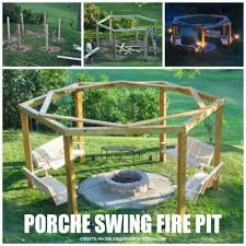 This fire pit has a very low neck yet a wider pit than most. Swings Around The Fire Pit Diy Porch Swing Fire Pit Swings Pallet Fire Pit