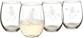 This two tier cake is chocolate and vanilla with buttercream, covered in marshmallow fondant. Amazon Com Cathy S Concepts Dancing Skeletons Stemless Wine Glasses Set Of 4 Clear Wine Glasses