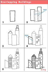Drawing is one of the most important activities you and your students can do. Draw A City Learning To Overlap Drawing For Kids Easy Drawings Drawing Lessons