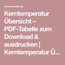 Download as pdf, txt or read online from scribd. Kerntemperatur Ubersicht Pdf Tabelle Zum Download Ausdrucken Kerntemperatur Ubersicht Kerntemperatur Tabelle Ausdrucken