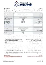Oman Evisa Sample Visa Online Oman Visa
